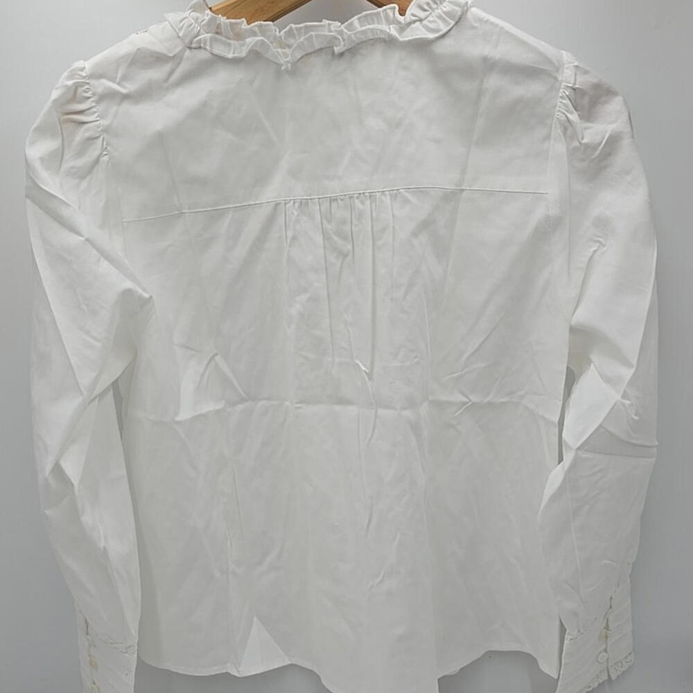 Simple Retro Faith‎ Lace Patchwork Embroidered Off White L Cottagecore Blouse - Picture 5 of 10